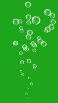 Colorful soap bubbles floating and spreading from a single point on green screen background, ideal for overlays, transitions, and creative video effects.