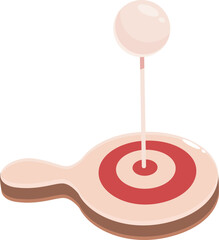 Achieving marketing goals with precision and sweetness, hitting the target audience with a lollipop on a wooden board