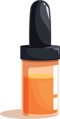 Small glass bottle containing orange liquid medicine or essential oil with a dropper cap