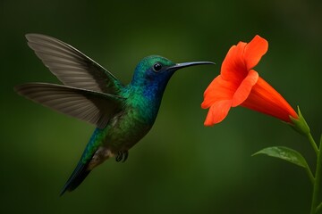 Fototapeta premium Hummingbird hovering near flower