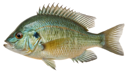 Isolated Bluegill Fish on Black Background