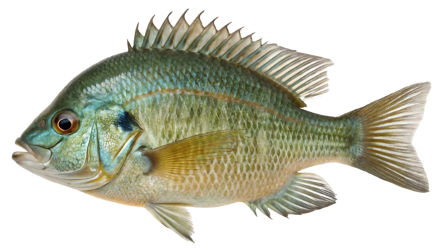 Isolated Bluegill Fish on Black Background
