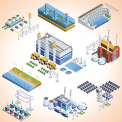 Isometric Colorful Detail Generation Plant Collection Energy Resource Illustration