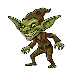 Obraz premium Green Goblin Monster Grinning Mischievously in Fantasy Cartoon Illustration