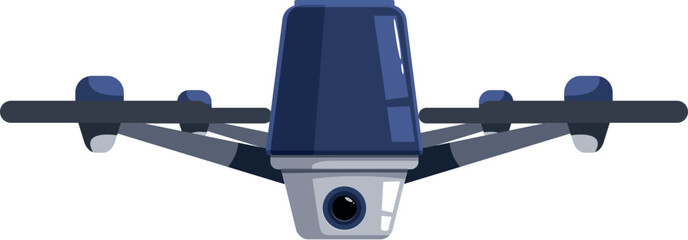 Futuristic quadcopter drone hovering, recording video footage