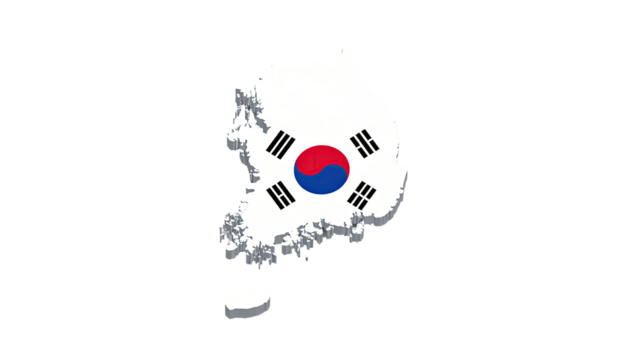 South Korea map with flag overlay