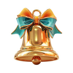 Gold Christmas Bell with Bow with 3D Render.
