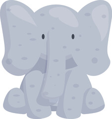 Adorable baby elephant cartoon character sitting peacefully, perfect for children's books, educational materials, or any project needing a touch of gentle wildlife