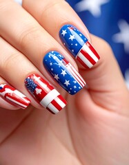 Festive patriotic nail art