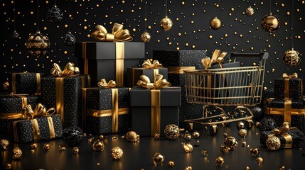 Luxury Black and Gold Christmas Gift Shopping Spree
