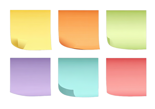 Six colorful sticky notes