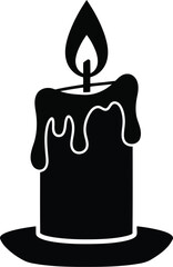 Fiery candle flame melted wax isolated icon vector