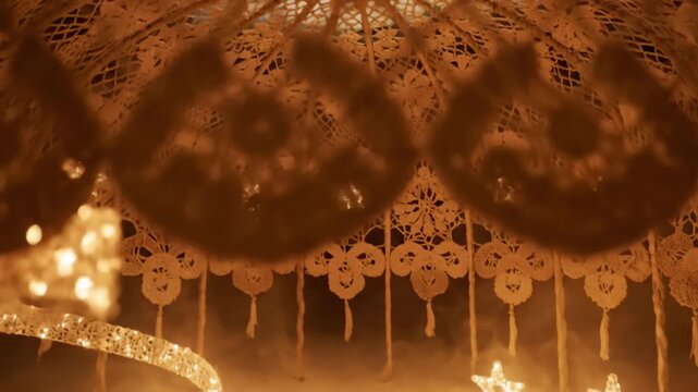 Crochet Lattice Dome with Candle Star Flicker