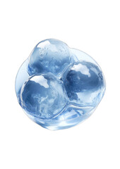 Close-up of a light-blue, translucent, spherical cluster