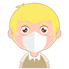 boy wear medical mask cartoon cute
