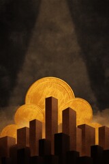 Golden Coins and the Rising Skyscrapers A Powerful Symbol Indicating Wealth and Prosperity