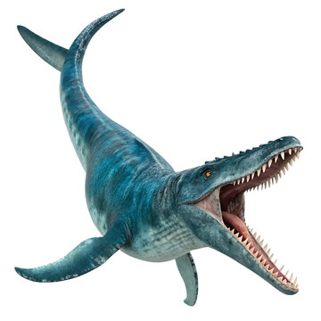 Mosasaurus dinosaur with open mouth ready
