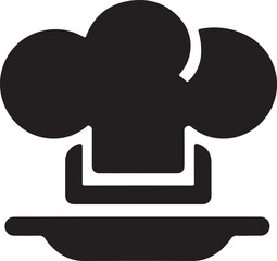 Bold black vector illustration of a chef s hat perfect for culinary branding and restaurant signage