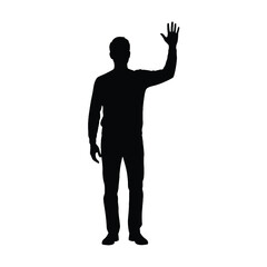 Silhouette of a man waving hand friendly greeting gesture simple vector illustration silhouette