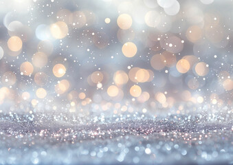 Karte für Weihnachten, weihnachtlicher Hintergrund mit Schneeflocken, winterlicher Hintergrund in Gold und Blau mit Schnee, Platz für Copytext	