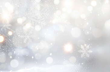 Karte f&uuml;r Weihnachten, weihnachtlicher Hintergrund mit Schneeflocken, winterlicher Hintergrund in Wei&szlig; mit Schnee, Platz f&uuml;r Copytext	