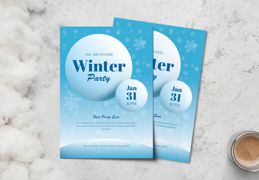 Modern Winter Snow Party Invitation Template