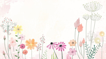 Vintage floral background with grunge flowers and decorative spring design