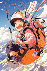 アニメ、イラスト／パラグライダー