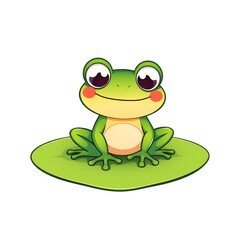 Fototapeta premium Frog on Lily Pad Cartoon