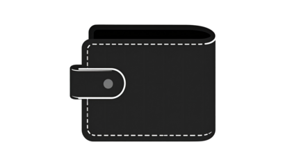 Simple black wallet icon on a black background