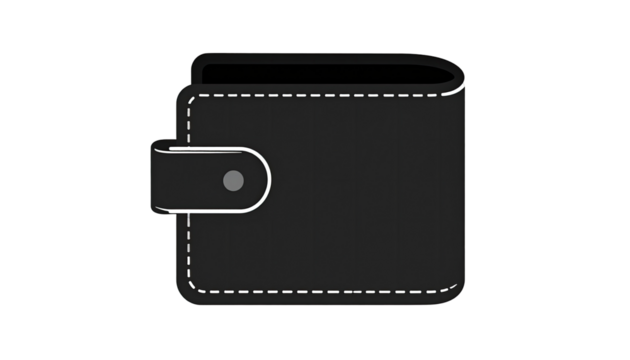 Simple black wallet icon on a black background