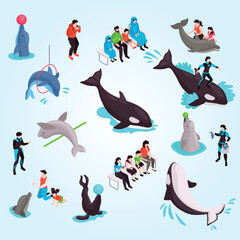 Isometric Aquatic Show with Dolphin, Orca and Seal for Entertainment © enggartiasto