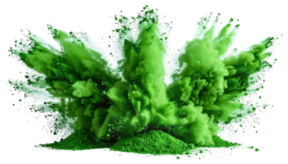 Bright green powder explosion