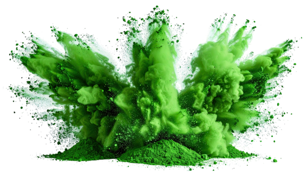 Bright green powder explosion