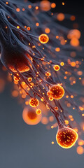 Abstract Visualization of Neurons and Synapses in a Neural Network Illustrating Brain Activity