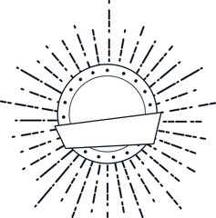 Classic Round Emblem with Blank Banner and Sunburst