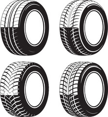 Car Tire Logo with Black Vector Illustration 