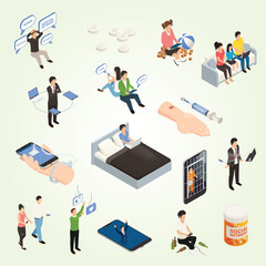 Isometric Conceptual Addiction Problem Illustration to Online Social Media and Internet