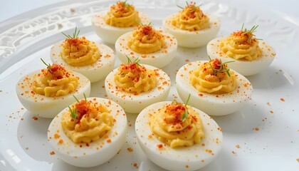 Deviled Eggs Appetizer on White Background