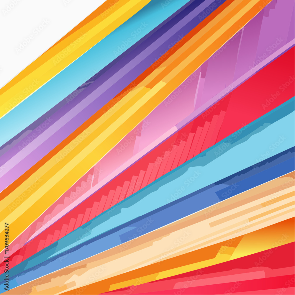 Poster abstract geometric paper layers in vibrant colors with diagonal pattern
