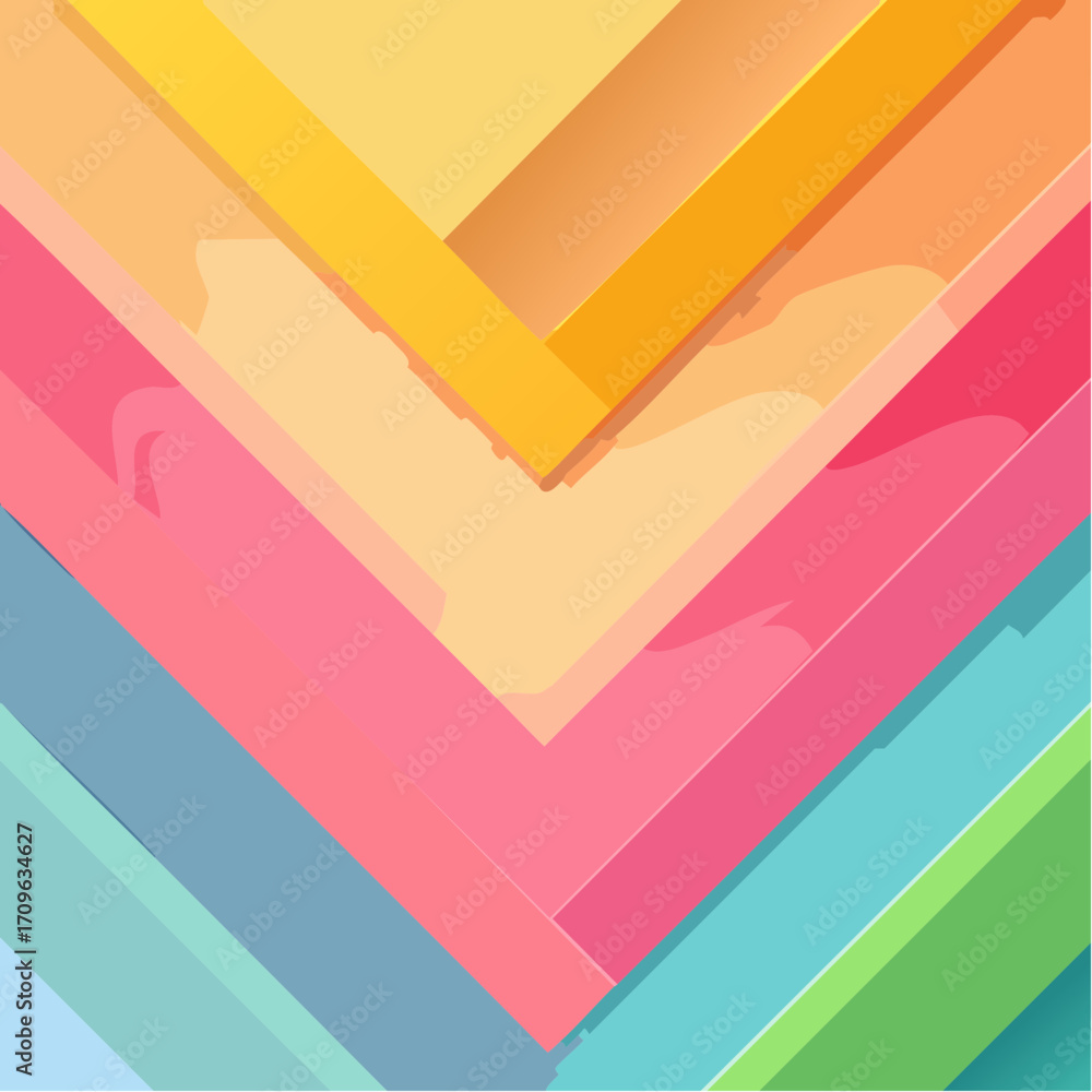 Poster abstract geometric paper layers in vibrant colors with diagonal pattern