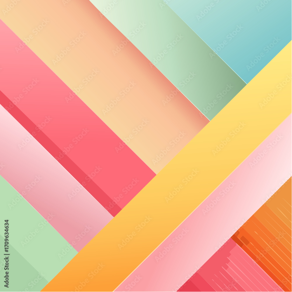 Poster abstract geometric paper layers in vibrant colors with diagonal pattern