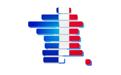 shape of the map of france simplified simple, isolated symbol icon blue white red