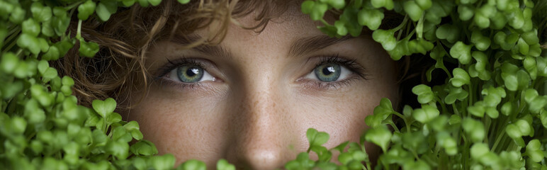 Fototapeta premium Microgreens Superfood for Women Over 45 – Healthy Aging Concept with Fresh Greens