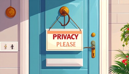 Front door with privacy sign