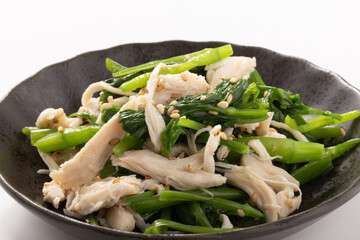 せりと鶏ささみ和え