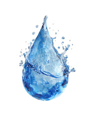 Obraz premium A vibrant and dynamic water droplet splashing against a transparent background, showcasing the beauty of fluid motion and light reflection, ideal for use in design and advertising
