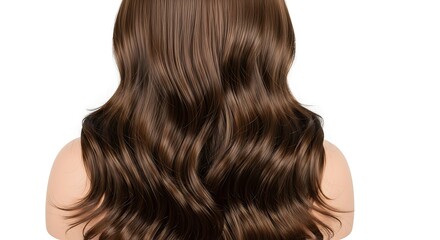 Beautiful Brown Wavy Hair Back View.