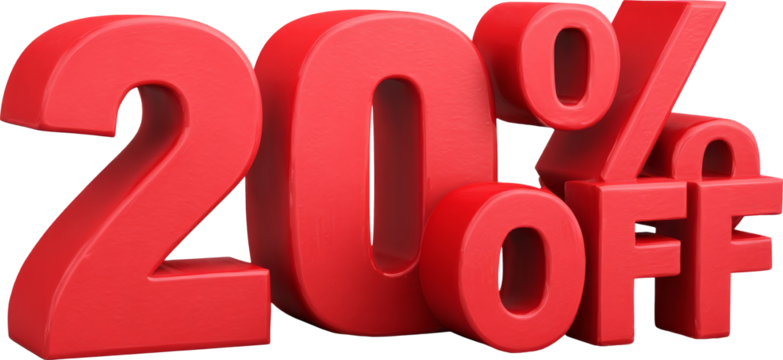 Red 3D 20% Off Promotion
