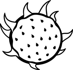 Dragon Fruit Line Art Vector Illustration
